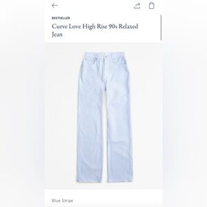 Abercrombie Curve Love High Rise 90s Relaxed Jean - Blue Stripe